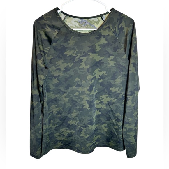 Spanx Nylon/Lycra Camouflage Long Sleeve Workout Top Size XL - Picture 1 of 4
